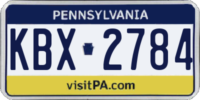 PA license plate KBX2784