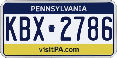 PA license plate KBX2786