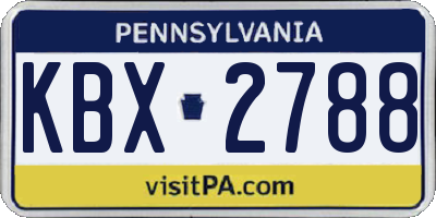 PA license plate KBX2788