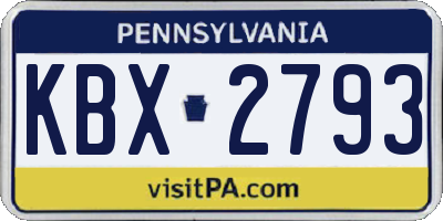 PA license plate KBX2793