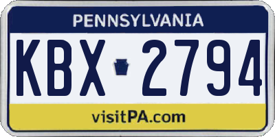 PA license plate KBX2794