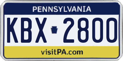 PA license plate KBX2800