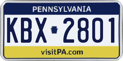 PA license plate KBX2801