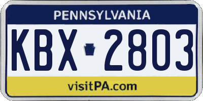 PA license plate KBX2803