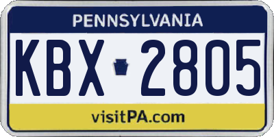 PA license plate KBX2805