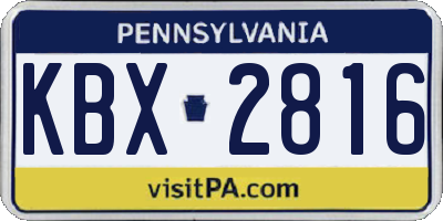 PA license plate KBX2816