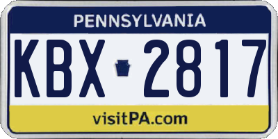 PA license plate KBX2817