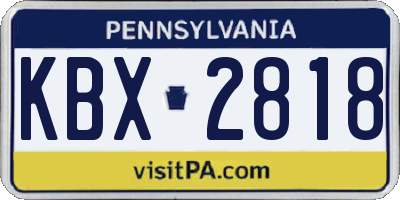 PA license plate KBX2818