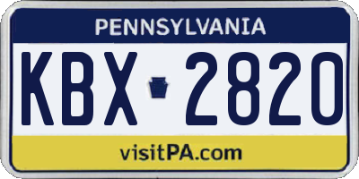 PA license plate KBX2820