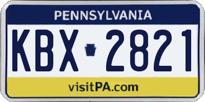 PA license plate KBX2821