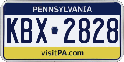 PA license plate KBX2828