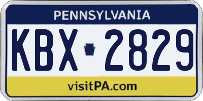 PA license plate KBX2829