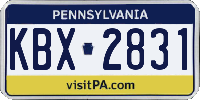 PA license plate KBX2831