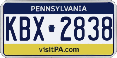 PA license plate KBX2838