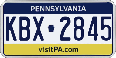 PA license plate KBX2845