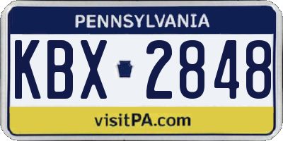 PA license plate KBX2848