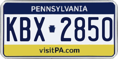 PA license plate KBX2850