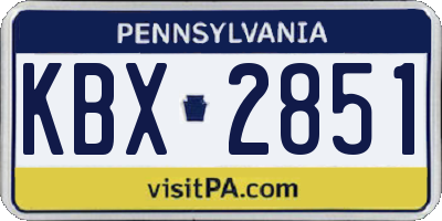 PA license plate KBX2851