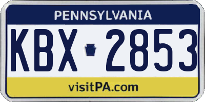 PA license plate KBX2853