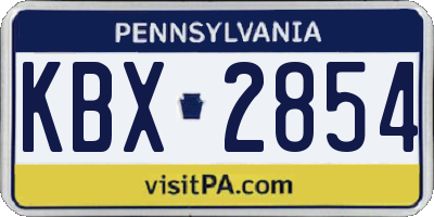 PA license plate KBX2854