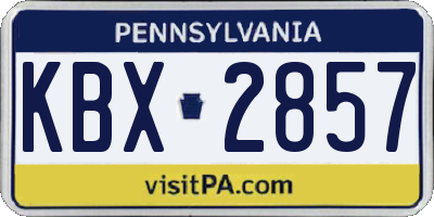 PA license plate KBX2857