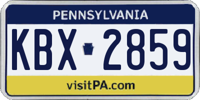 PA license plate KBX2859