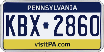 PA license plate KBX2860