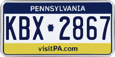 PA license plate KBX2867