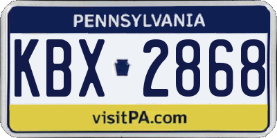 PA license plate KBX2868