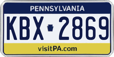 PA license plate KBX2869