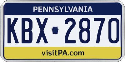 PA license plate KBX2870
