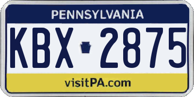 PA license plate KBX2875
