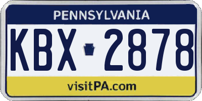 PA license plate KBX2878