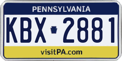 PA license plate KBX2881