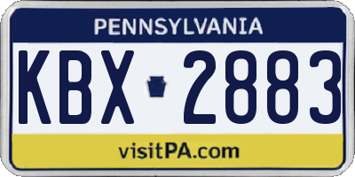 PA license plate KBX2883