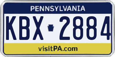 PA license plate KBX2884