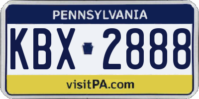 PA license plate KBX2888