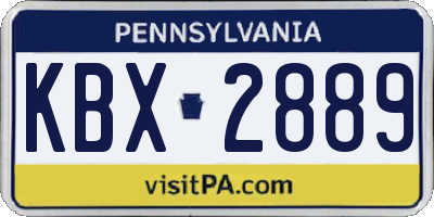 PA license plate KBX2889
