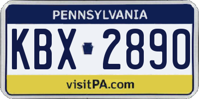 PA license plate KBX2890