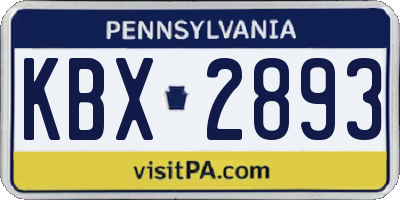 PA license plate KBX2893