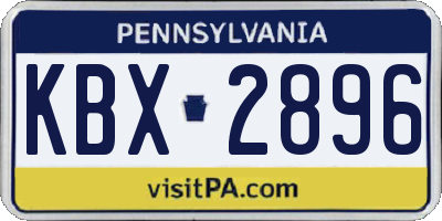 PA license plate KBX2896
