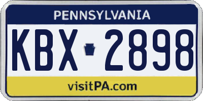 PA license plate KBX2898