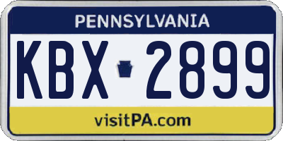 PA license plate KBX2899