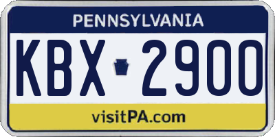 PA license plate KBX2900