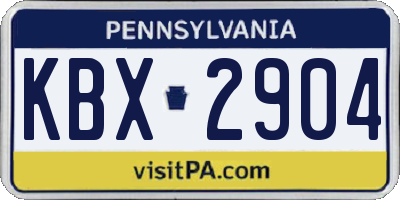PA license plate KBX2904