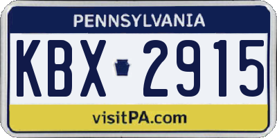 PA license plate KBX2915