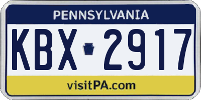 PA license plate KBX2917