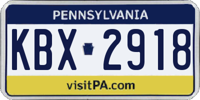PA license plate KBX2918