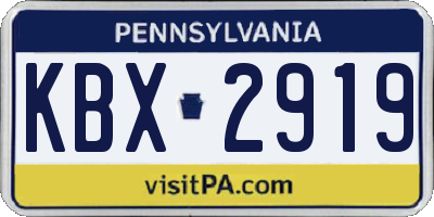 PA license plate KBX2919