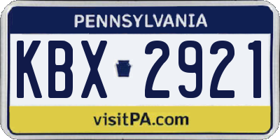 PA license plate KBX2921